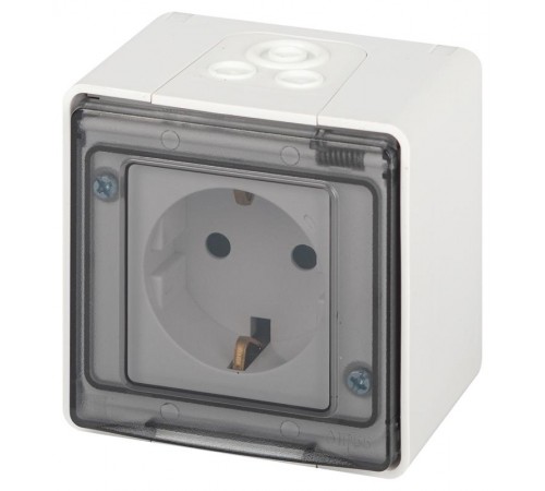 Розетка ЭРА Эксперт 11-2501-01 2P+E IP55, 16A-250В, ОУ, Белый  Б0063294  ЭРА
