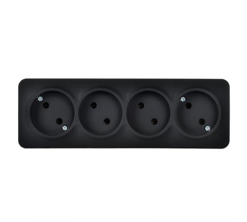GLORY Розетка 4-местная без з/к/ш о/у 10А РС24-2-ХЧм черный матовый  ERH40-K02M-10  IEK