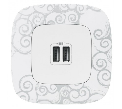 Valena ALLURE Белый Розетка 2-ая USB 240В/5В 1500мА (с лицевой панелью)  754995  Legrand