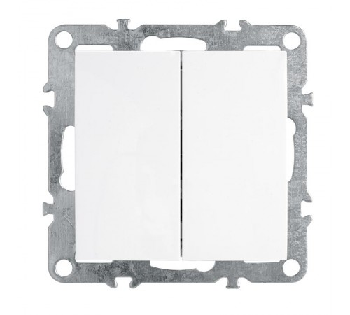 PSW10-9104-01 Выключатель 2-клавишный (механизм), 250В, 10А, серия Эрна, белый  39312  STEKKER