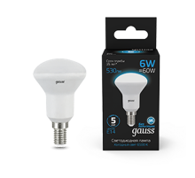 Лампа светодиодная R50 6W 530lm 6500K Е14 LED 1/10/100  106001306  Gauss