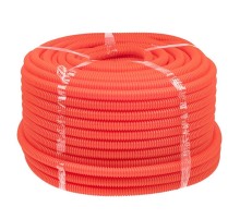 Труба гибкая гофрированная ПНД 20мм с протяжкой Plast (100м) оранжевый  tpnd-20-o  EKF