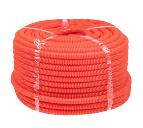 Труба гибкая гофрированная ПНД 20мм с протяжкой Plast (100м) оранжевый  tpnd-20-o  EKF