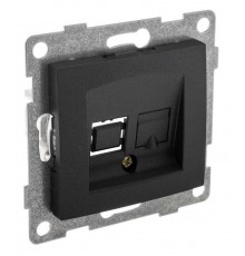 Bravo Розетка телефонная RJ12, одинарная, СУ, графит  С10Т1-010  GUSI Electric