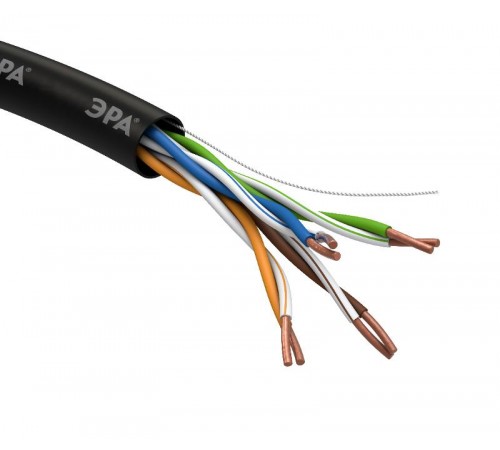 ЭРА Кабель витая пара U/UTP 4x2x24 AWG Cat5e CU PE OUTDOOR 305м  Б0044431  ЭРА