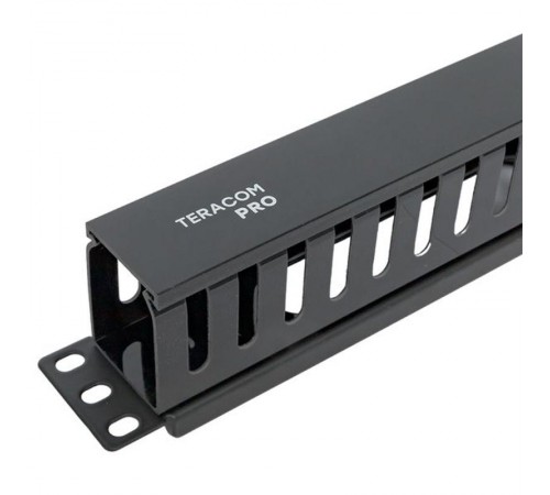 Кабельный органайзер TERACOM PRO с крышкой 19" 1U пластиковый черный  TRP-1CORF-PL-BK  EKF