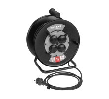 Удлинитель силовой КГ на катушке 4 гнезда, с/з, 50м, 3х1,5мм, IP44 c защитными крышками, металлическая катушка  13-5013  REXANT