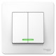 Blanca Белый С/У Выключатель 2-клавишный с подсветкой, 6А, 250В  BLNVS006511  SE