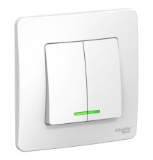 Blanca Белый С/У Выключатель 2-клавишный с подсветкой, 6А, 250В  BLNVS006511  SE