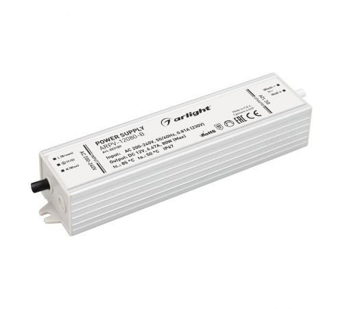 Блок питания ARPV-12080-B (12V, 6.7A, 80W) (Arlight, IP67 Металл, 3 года)  023189  Arlight