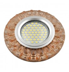 Светильник декор.встр Luciole DLS-L151 GU5.3 GLASSY/TEA GU5.3 доп.LED подсветка 3Вт, стекл,зерк./светло-коричневый.  UL-00003910  Fametto