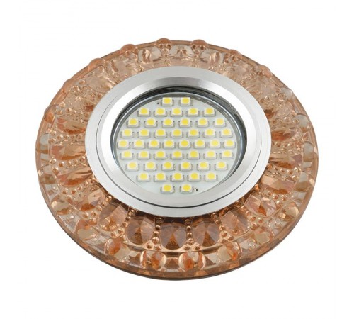 Светильник декор.встр Luciole DLS-L151 GU5.3 GLASSY/TEA GU5.3 доп.LED подсветка 3Вт, стекл,зерк./светло-коричневый.  UL-00003910  Fametto