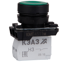 Кнопка КМЕ4101м-зеленый-0но+1нз-цилиндр-IP40  354344  КЭАЗ