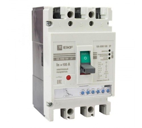 Выключатель автоматический ВА-99М  100/63А 3P 50кА с электронным расцепителем PROxima  mccb99-100-63me  EKF