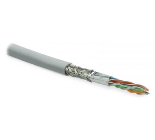 Кабель витая пара SFUTP4-C5E-S24-IN-LSZH-GY-305 (305м) SF/UTP,к.5e,4п.(24AWG),одн.(solid),экр.-ф.+мед.опл.,LSZH,-20°C-+75°C,сер.  246264  Hyperline