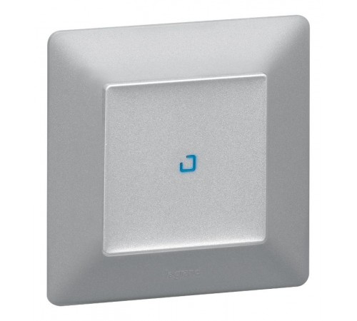Valena LIFE Алюминий Клавиша 1-ая с подсветкой/индикацией (голубая линза в центре)  755102  Legrand