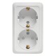 Рим Розетка 2-местная 16А с заземлением белая с защ. штор. EKF  ENR16-128-100  EKF