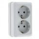 Рим Розетка 2-местная 16А с заземлением белая с защ. штор. EKF  ENR16-128-100  EKF