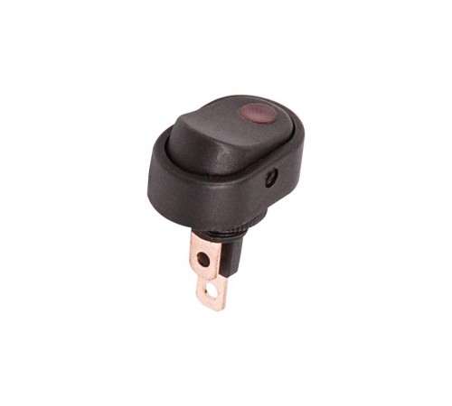 Выключатель клавишный 12V 30А (3с) ON-OFF черный ОВАЛ с красной подсветкой  36-2715  REXANT