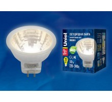 Лампа светодиодная LED-MR11-3W/WW/GU4/220V GLZ21TR LED, 220V. прозр 3000K  UL-00001702  Uniel