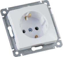 Розетка скрытой установки, одноместная, с заземляющим контактом, механизм, цвет белый  РС16-411  HEGEL