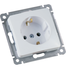 Розетка скрытой установки, одноместная, с заземляющим контактом, механизм, цвет белый  РС16-411  HEGEL