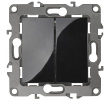 Выключатель двойной 12-1104-06  10АХ-250В,  чёрный  Б0014650  ЭРА