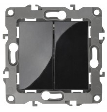 Выключатель двойной 12-1104-06  10АХ-250В,  чёрный  Б0014650  ЭРА