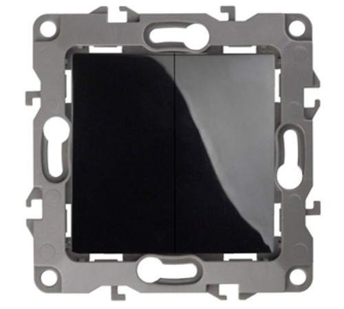 Выключатель двойной 12-1104-06  10АХ-250В,  чёрный  Б0014650  ЭРА