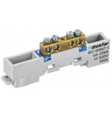 TEKFOR Шина N "ноль" неизолированная на универсальном держателе 6х9-4-С  TF-NN10-04-DL-K07  IEK