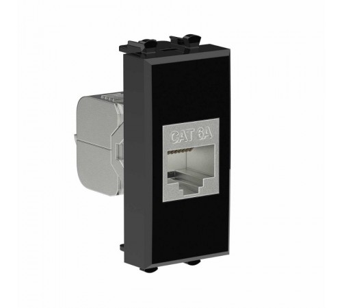 Компьютерная розетка RJ-45 без шторки модульная, кат.6А экранированная, "Avanti", "Черный квадрат", 1 модуль  4402771  DKC