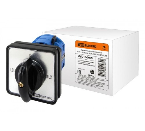 Кулачковый переключатель КПУ11-10/67 (V: 0-L1L2-L2L3-L1L3)  SQ0715-0079  TDM