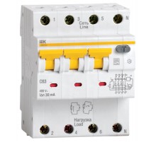 Выключатель автоматический дифференциального тока АВДТ 34 3п+N 10А C 10мА тип A  MAD22-6-010-C-10  IEK