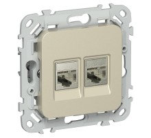 FLITE Розетка 2-ая RJ45/RJ11 кат.5Е/3 STP РКТ5е/3-2-1-ФлШ шампань  FI-KT21-1-K37  IEK