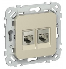 FLITE Розетка 2-ая компьютерная RJ45 кат.5Е STP РК5е-2-1-ФлШ шампань  FI-K21-1-K37  IEK