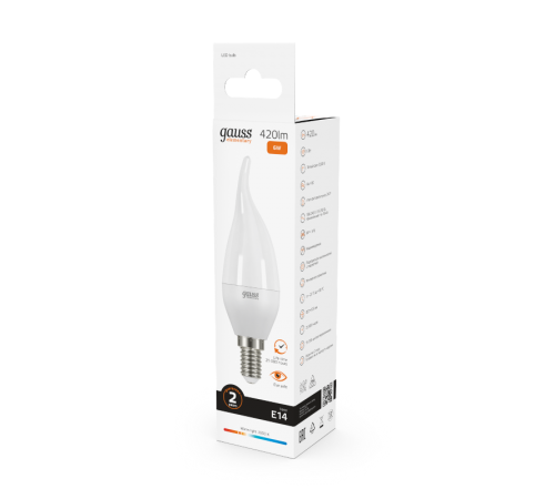 Лампа светодиодная LED Elementary Свеча на ветру 6W E14 420lm 3000K  34116  Gauss