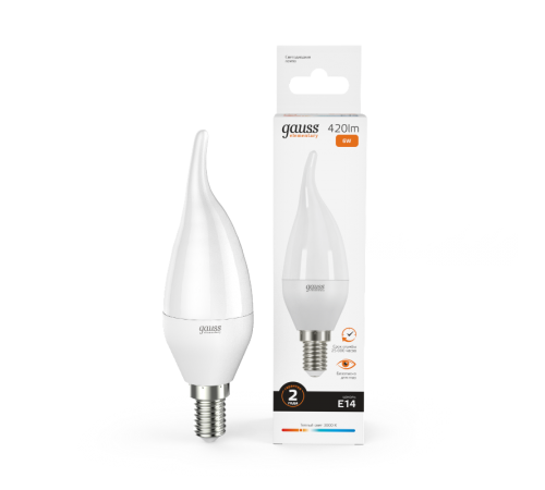 Лампа светодиодная LED Elementary Свеча на ветру 6W E14 420lm 3000K  34116  Gauss