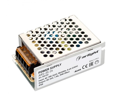 Блок питания ARS-35-24 (24V, 1.5A, 35W)  026152  Arlight