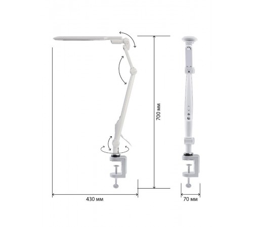 Светильник настольный NLED-496-12W-W светодиодный на струбцине белый  Б0052766  ЭРА