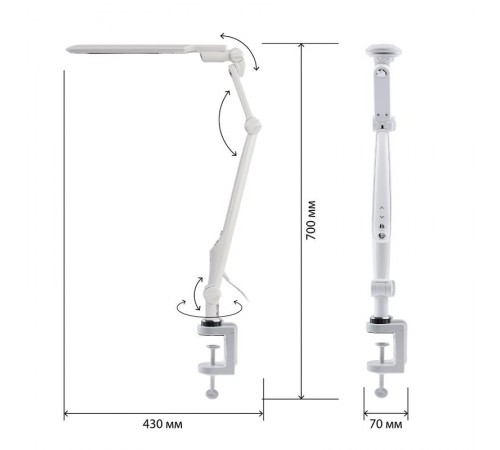Светильник настольный NLED-496-12W-W светодиодный на струбцине белый  Б0052766  ЭРА