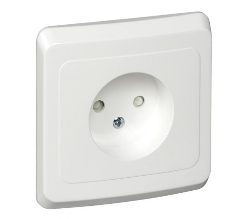 Этюд Белый С/У Розетка без заземления с защитными шторками  PC16-002B  SE