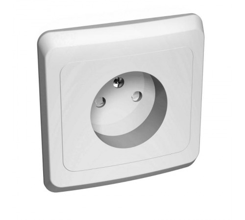 Этюд Белый С/У Розетка без заземления с защитными шторками  PC16-002B  SE