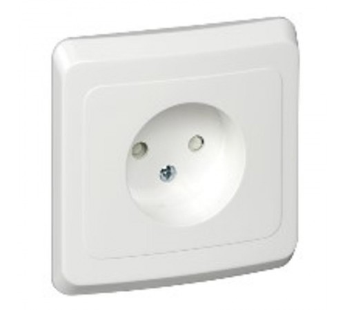 Этюд Белый С/У Розетка без заземления с защитными шторками  PC16-002B  SE