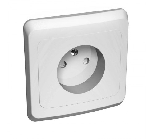 Этюд Белый С/У Розетка без заземления с защитными шторками  PC16-002B  SE