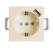 PST16-9111-02 Розетка 1-местная с/з (механизм), 250В, 16А, с USB 1А, серия Эрна, слоновая кость  39329  STEKKER