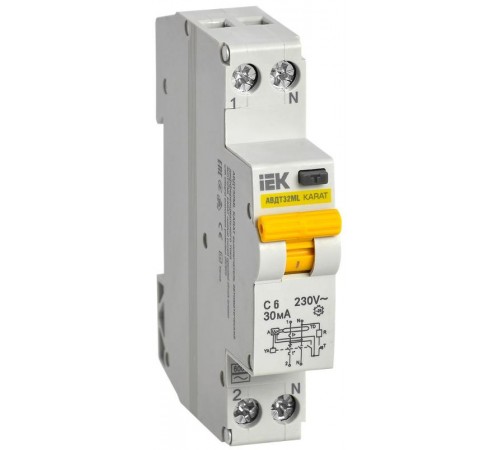 Выключатель автоматический дифференциального тока АВДТ32МL С6 30мА KARAT  MVD12-1-006-C-030  IEK