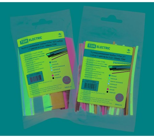 Термоусаживаемая трубка ТУТнг 2/1 набор (7 цветов по 3 шт. 100мм)  SQ0518-0501  TDM