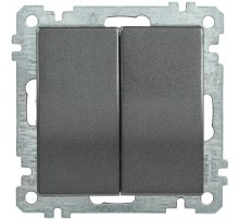 BOLERO антрацит Выключатель 2-клавишный 10А ВС10-2-0-Б  EVB20-K95-10  IEK