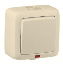Переключатель открытой установки, одноклавишный, с индикацией, брызгозащищенный, цвет слоновая кость  ВА10-262-01  HEGEL