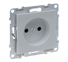 SUNO Силовая розетка 2К 16А 250В. C защитными шторками. Винтовые зажимы. Цвет "Алюминий"  721319  Legrand